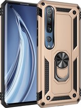 Xiaomi Mi 10 Pro Hoesje - Mobigear - Armor Ring Serie - Hard Kunststof Backcover - Goud - Hoesje Geschikt Voor Xiaomi Mi 10 Pro