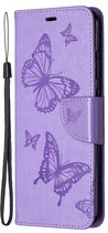Nokia 5.3 Hoesje - Mobigear - Butterfly Serie - Kunstlederen Bookcase - Paars - Hoesje Geschikt Voor Nokia 5.3