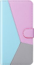Apple iPhone 12 Pro Max Hoesje - Mobigear - Design Serie - Kunstlederen Bookcase - Blauw / Roze / Paars - Hoesje Geschikt Voor Apple iPhone 12 Pro Max