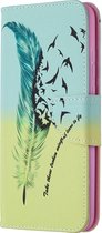 HONOR 9X Lite Hoesje - Mobigear - Design Serie - Nylon Bookcase - Feather - Hoesje Geschikt Voor HONOR 9X Lite