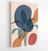 Botanical wall art vector set. Golden foliage line art drawing with abstract shape 4 - Moderne schilderijen – Vertical – 1897757386 - 115*75 Vertical