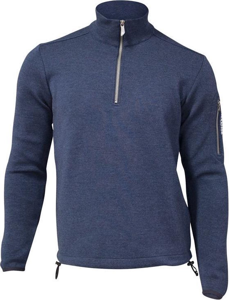 Ivanhoe Sweater Assar Heren Half-zip Merinowol Blauw Maat Xxl