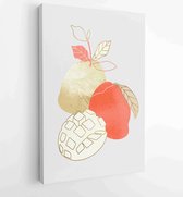 Hand drawn tropical fruit with golden and watercolor texture 3 - Moderne schilderijen – Vertical – 1912866994 - 40-30 Vertical