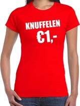 Fun t-shirt - knuffelen 1 euro - rood - dames - Feest outfit / kleding / shirt 2XL