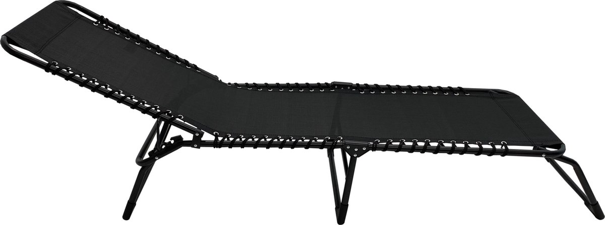 4gardenz® Comfortabel Ventilerend Opvouw Ligbed 190x57x28 cm - Zwart