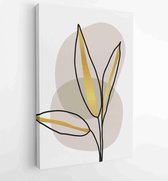 Golden and luxury pattern design with leaves line arts, Hand draw Organic shape design for wall framed prints, canvas prints, poster, home dec 1 - Moderne schilderijen – Vertical –