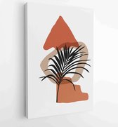 Botanical wall art vector set. Earth tone boho foliage line art drawing with abstract shape. 2 - Moderne schilderijen – Vertical – 1881390325 - 80*60 Vertical