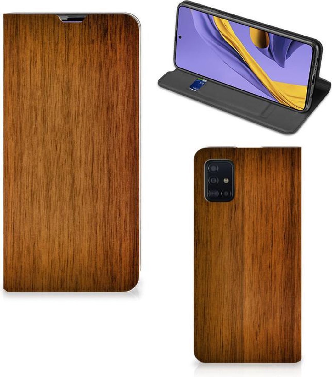 Samsung Galaxy A51 Book Wallet Case Donker Hout