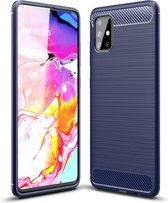 Armor Brushed TPU Back Cover - Samsung Galaxy A51 Hoesje - Blauw