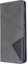 Geometric Book Case - Geschikt voor Samsung Galaxy A51 Hoesje - Grijs