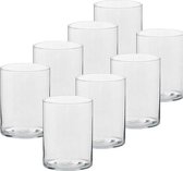 8x Hoge theelichthouders/waxinelichthouders van glas 5,5 x 6,5 cm - Glazen kaarsenhouders - Woondecoraties