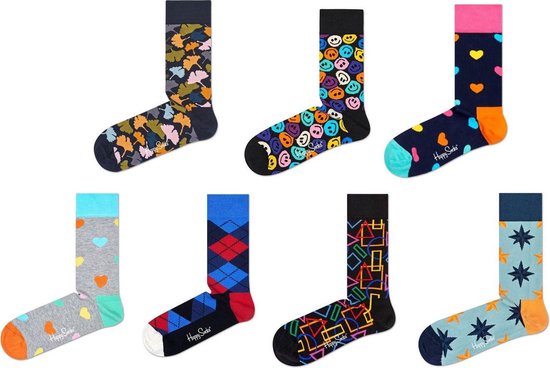 Happy Socks - Heren Sokken 7-Pack Weekmix - Multi - Maat 41-46 | bol.com