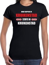 Tilburg / Kruikenstad Carnaval verkleed outfit / t-shirt zwart voor dames - Brabant Carnaval verkleed outfit / kostuum - What happens in Kruikenstad stays in Kruikenstad XL