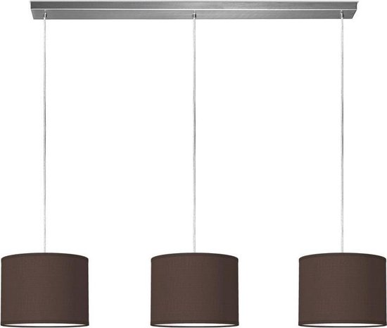 Home Sweet Home hanglamp Bling - verlichtingspendel Beam inclusief 3 lampenkappen - lampenkap 25/25/19cm - pendel lengte 100 cm - geschikt voor E27 LED lamp - chocolade