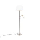 QAZQA retro - Klassieke Vloerlamp | Staande Lamp met flexarm met leeslamp - 1 lichts - H 1580 mm - Staal -  Woonkamer | Slaapkamer | Keuken