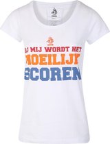 KNVB - Nederlands Elftal - Leeuwinnen T-shirt Dames Moeilijk Scoren Blanco-S