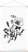 Duinroos zwart-wit (Burnet-Leaved Rose) - Foto op Textielposter - 40 x 60 cm