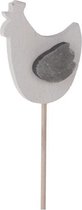 Figuren - Houten Kip 8cm Wit Grijs