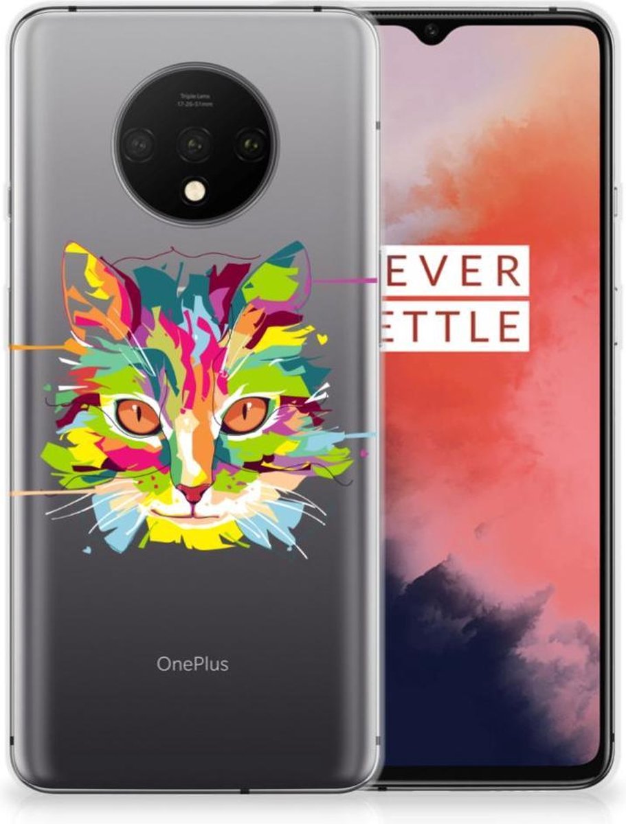 OnePlus 7T Telefoonhoesje met Naam Cat Color