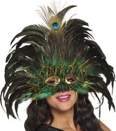 Boland - Oogmasker Peacock queen Groen - Volwassenen - Showgirl