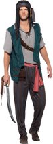SMIFFYS - Paars en bruin gestreept piraten kostuum voor mannen - M - Volwassenen kostuums