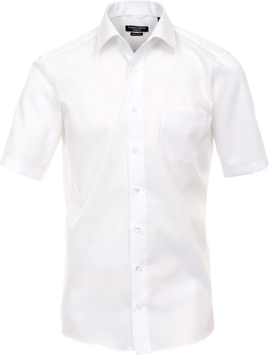 Casa Moda Heren Overhemd Wit Poplin Non Iron Korte Mouw Combi Manchet - 46  | bol.com
