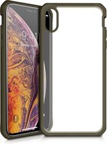 Apple iPhone XS Max Hoesje - ITSkins - Level 2 HybridSolid Serie - Hard Kunststof Backcover - Transparant / Groen - Hoesje Geschikt Voor Apple iPhone XS Max