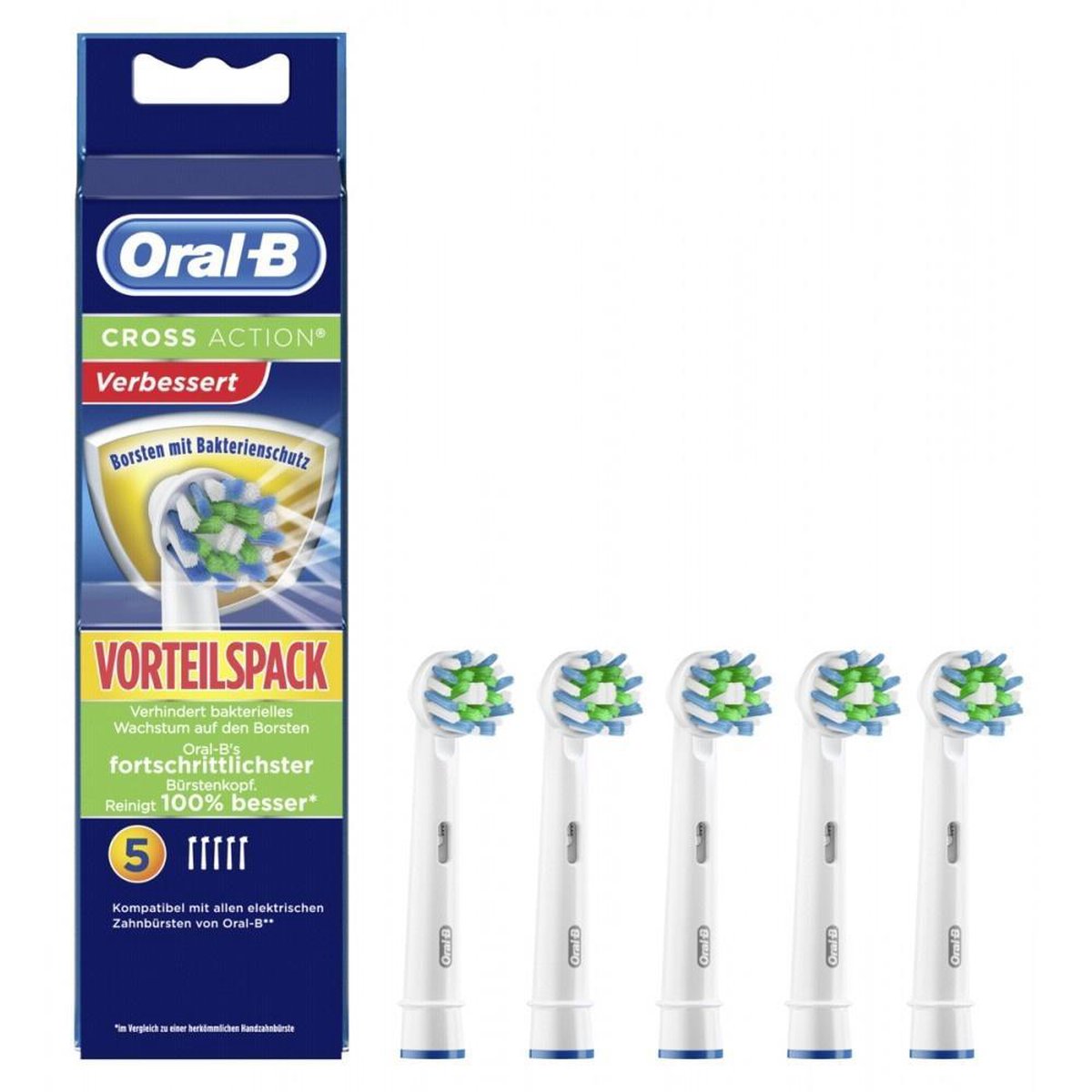 Braun Oral-B opzetborstels Cross Action 5 pak antibacterial