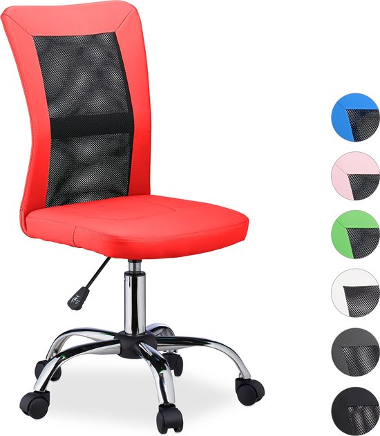 Tulpen leerling Minimaal Relaxdays bureaustoel zonder armleuning - ergonomische computerstoel -  verstelbaar -... | bol.com