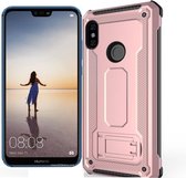 Ntech Hoesje Geschikt voor Huawei P20 Lite Armor hoesje met Kickstand Rose Goud