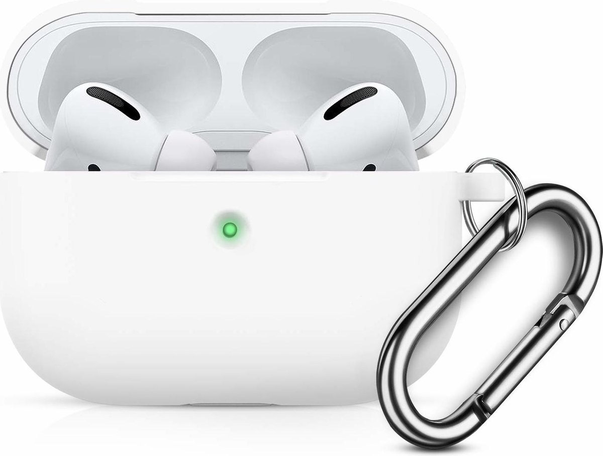 Apple AirPods Pro Soft Silicone Hoesje Met sleutelhanger - Wit