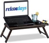 Relaxdays laptoptafel van bamboe - bedtafel - schoottafel - laptop tafel donkerbruin hout