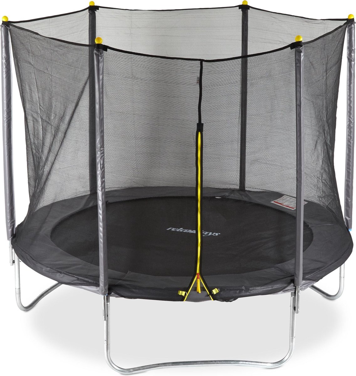 relaxdays 2-delige trampoline met veiligheidsnet - 244 cm - tot 150 kg - grijs