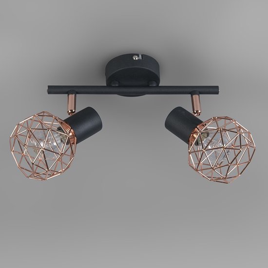 QAZQA mesh - Design Plafondspot | Spotje | Opbouwspot - 2 lichts - L 250 mm - Koper - Woonkamer | Slaapkamer | Keuken - QAZQA