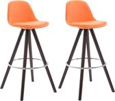Clp Franklin Set van 2 barkrukken - Rond frame - Kunstleer - Oranje - Kleur onderstel : cappuccino