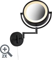 QAZQA vicino - Moderne Spiegel verlichting voor binnen voor badkamer - 2 lichts - L 385 mm - Zwart -