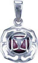 Zilveren Chakra Wortel ketting hanger - granaat