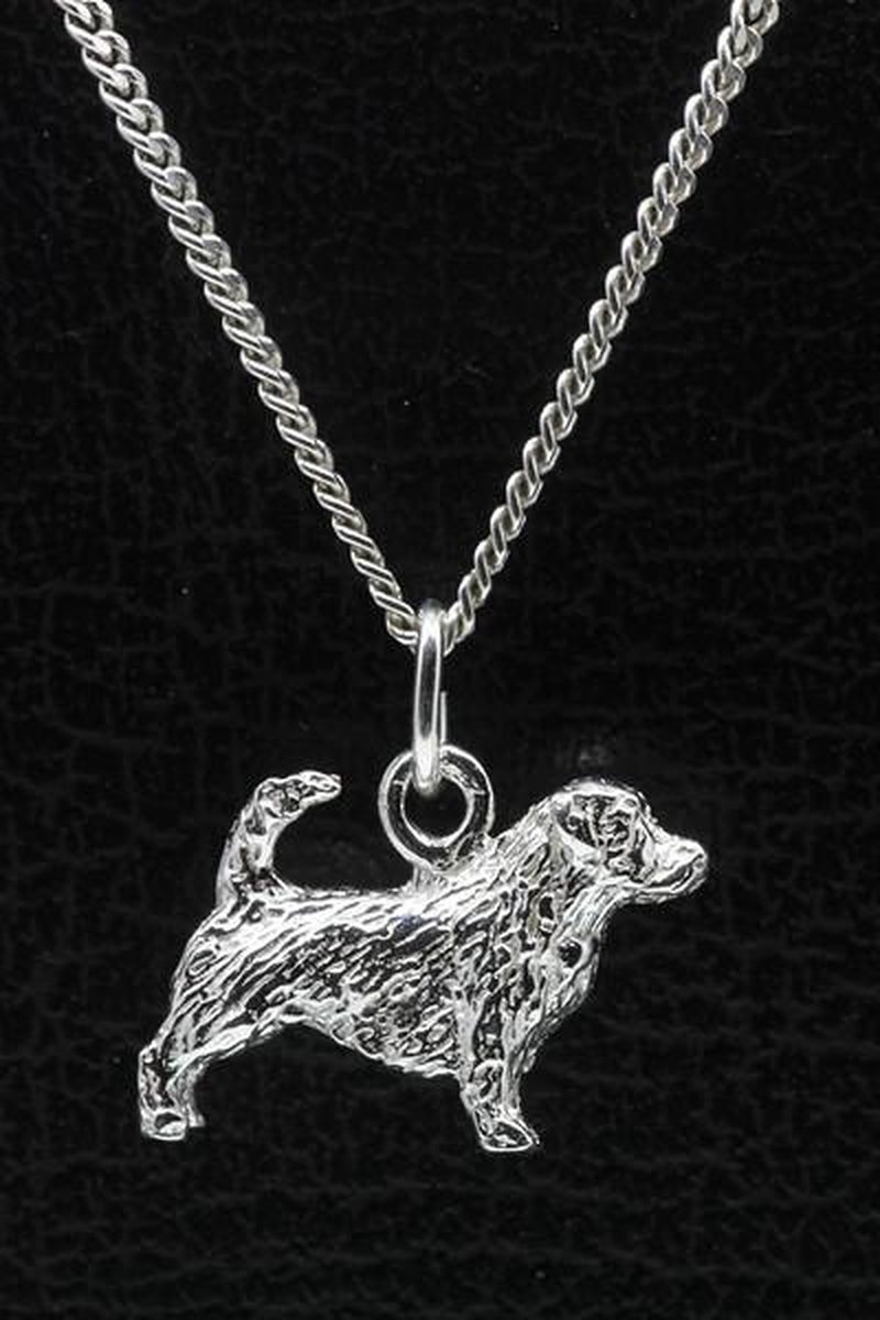 Zilveren Norfolk terrier met staart ketting hanger - groot