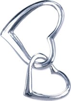 Zilveren Dubbelhart klein ketting hanger