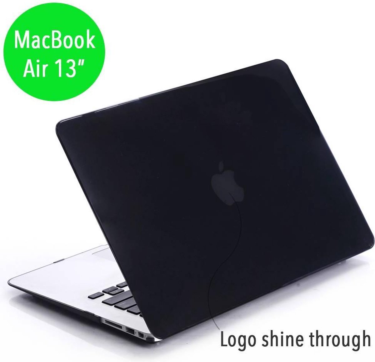 Lunso - Geschikt voor MacBook Air 13 inch (2010-2017) - cover hoes - Glanzend Zwart - Vereist model