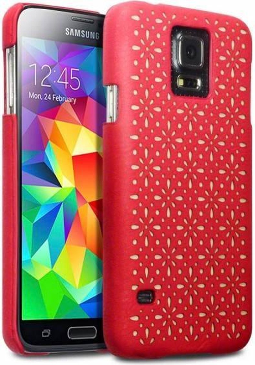 Terrapin geëtst bloemetjes hardcase rood ~ Hoesje Samsung Galaxy S5