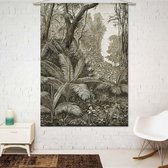 Wandkleed Tropisch woud in Ceylon in zwartwit