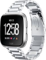 Stalen Smartwatch bandje - Geschikt voor  Fitbit Versa / Versa 2 stalen bandje - zilver - Horlogeband / Polsband / Armband