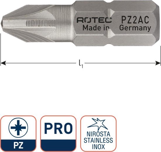 PRO INSERT SCHROEFBIT PZ 3 L=25MM C 6,3 RVS | bol