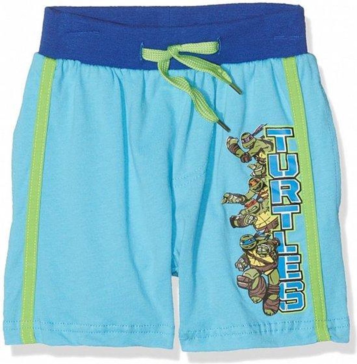 Teenage Mutant Ninjae Turtles - Leonardo, Donatello, Raphael & Michelangelo - Bermuda Shorts - Blauw Met Groene Strepen - 98 cm - 3 jaar