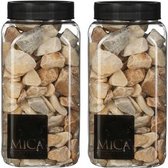 2x Decoratie/hobby steentjes licht bruin / creme  650 ml - Home Deco - Woonaccessoires - Decoratie materialen