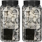 2x Decoratie/hobby steentjes licht grijs  650 ml - Home Deco - Woonaccessoires - Decoratie materialen