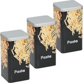 3x Metalen pasta/macaroni voorraadblikken/voorraadbussen 2000 ml - 2 liter - 18,5 cm - Keukenbenodigdheden - Voorraadbussen/blikken met luchtdichte deksel
