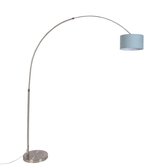 QAZQA Satin - Moderne Staande booglamp - 1 lichts - H 2200 mm - Blauw - Woonkamer | Slaapkamer | Keuken
