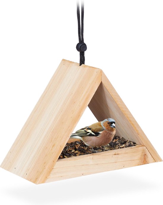 Relaxdays vogelvoederhuisje hangend - vogelhuisje - - voederhuis - hout | bol.com